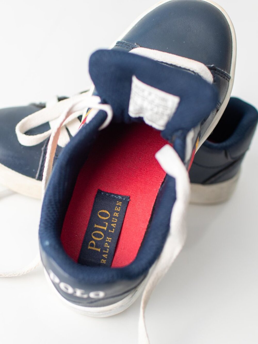 Polo Ralph Lauren Toddler Sneakers Size 10.5 Navy Red Yellow Kids Shoes - Picture 7 of 8